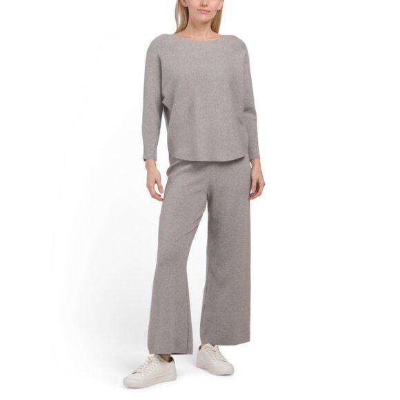 SIONI Heather Cloud 2pc Dolman Boat Neck Top And Pants Set